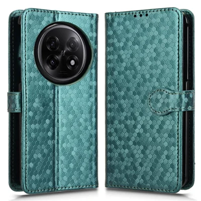 جراب محفظة لهاتف Oppo Find N5 5G بتصميم منقوش بنمط دots من جلد PU - أخضر