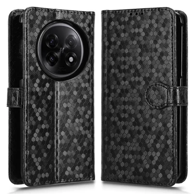 For Oppo Find N5 5G Wallet Case Dot Pattern Imprint PU Leather Phone Cover - Black