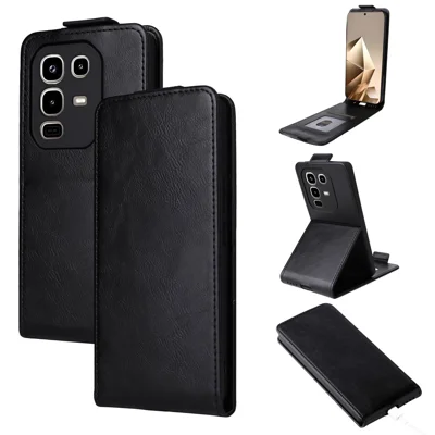 For Infinix Note 50 Pro 4G  /  Note 50 4G Stand Case Magnetic Clasp Vertical Flip Leather Phone Cover with Card Holder - Black