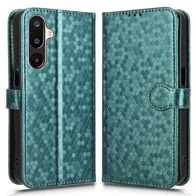 For Samsung Galaxy M16 5G  /  F16 5G Wallet Case Dot Pattern Imprint PU Leather Phone Cover - Green