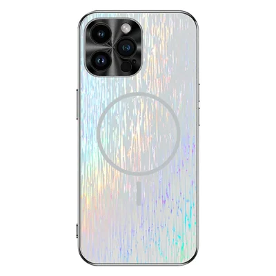 For iPhone 14 Pro Magnetic Case Dazzling Shockproof Ultra Slim PC Phone Back Cover - White