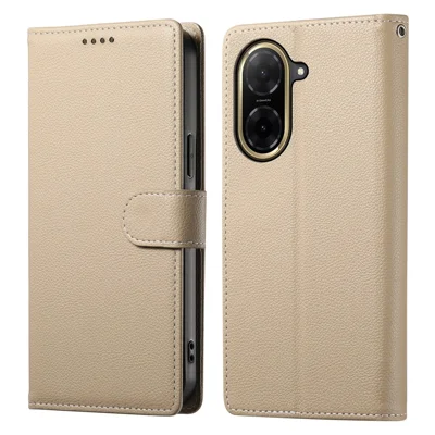 Til Xiaomi Redmi A5 4G (171,7 mm) / Poco C71 4G stående lommebeskytter med litchi-tekstureret læder - Aperitfarve