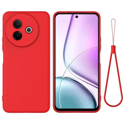 For vivo Y300i 5G / vivo Y39 5G Liquid Silicone Case Phone Back Cover with Hand Strap - Red