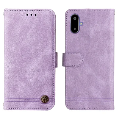 For Samsung Galaxy F06 5G Leather Wallet Cases Skin Touch Phone Cover Stand with Strap - Purple