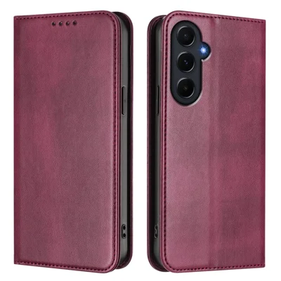 For Samsung Galaxy A55 5G Wallet Cases Retro Texture RFID Blocking Leather Phone Cover - Wine Red