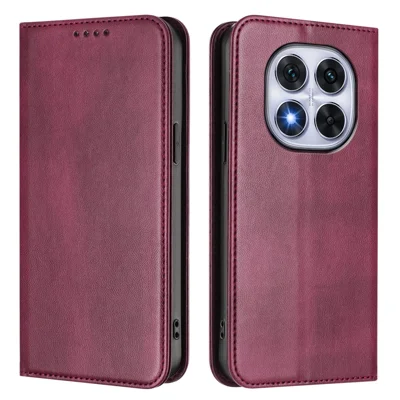 For Xiaomi Redmi Note 14 Pro 5G Wallet Cases Retro Texture RFID Blocking Leather Phone Cover - Wine Red