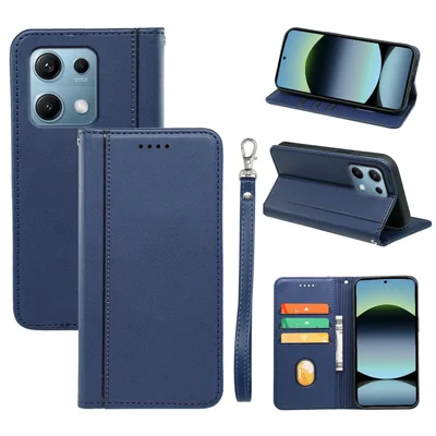 HX01 For Xiaomi Redmi Note 14S 4G Wallet Case Magnetic Closing PU Leather Phone Cover - Blue