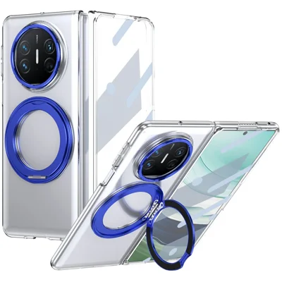 For Huawei Mate X5 Case Magnetic Kickstand Clear PC Phone Cover with HD Screen Film - Blue