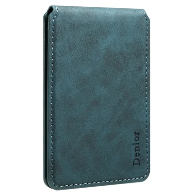 DENIOR V19 Magnetic Card Holder Retro Texture Vertical Flip RFID Blocking Wallet Photo Frame - Blue