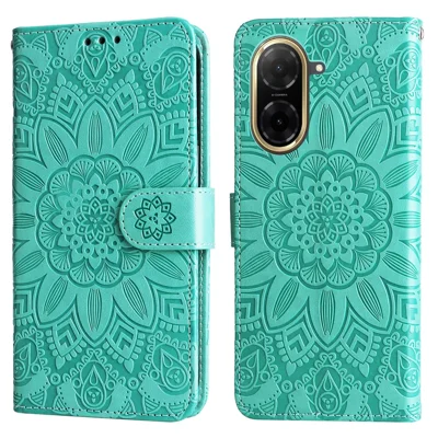 For Xiaomi Redmi A5 NFC (EU) (173.45mm) Case Sunflower Imprint Leather Wallet Phone Cover - Green