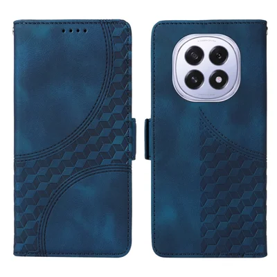 For Oppo F29 5G Leather Cases Wallet Rhombus Imprinted Phone Cover Stand with Strap - Blue