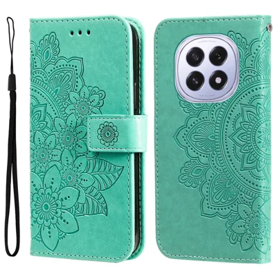 For Oppo F29 5G Case Floral Pattern PU Leather Wallet Stand Phone Cover - Green
