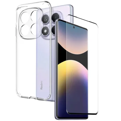 NORTHJO For Xiaomi Redmi Note 14 Pro 4G Phone Case Drop-Proof TPU Cover with 3D Curved Tempered Glass Film