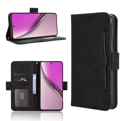 For Realme Neo7x 5G / Realme 14 5G / Realme P3 5G Leather Case Phone Wallet Cover with Multiple Card Slots - Black