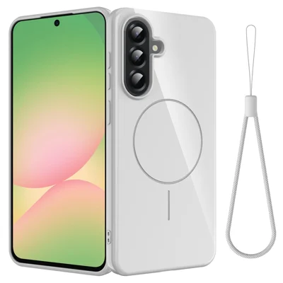 Bulk Purchasing For Samsung Galaxy A15 5G  /  4G Magnetic Case TPU Phone Back Cover with Lanyard - White