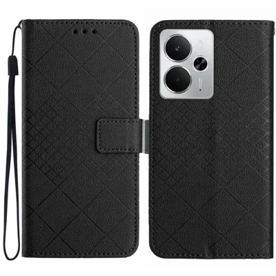 For Realme 14 5G  /  P3 5G Case Wallet Imprint PU Leather Flip Folio Phone Cover - Black