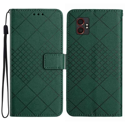 For Samsung Galaxy XCover7 Pro Case Wallet Imprint PU Leather Flip Folio Phone Cover - Green