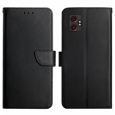 For Samsung Galaxy XCover7 Pro Case Genuine Cow Leather Phone Cover Nappa Texture - Black