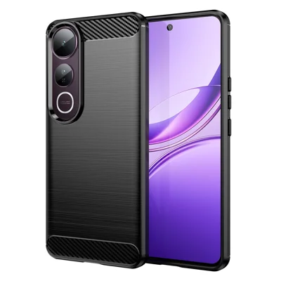 For vivo V50 Lite 5G / 4G Case Protective Phone Cover Carbon Fiber Texture Brushed - Black