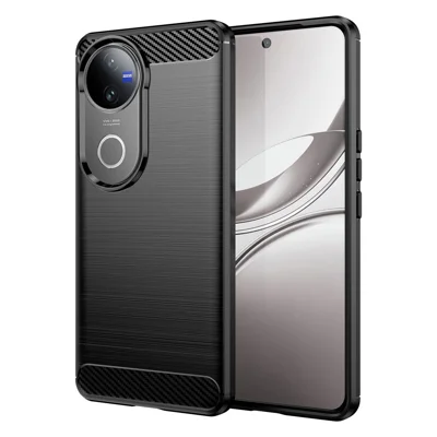 For vivo V50 5G Case Protective Phone Cover Carbon Fiber Texture Brushed - Black