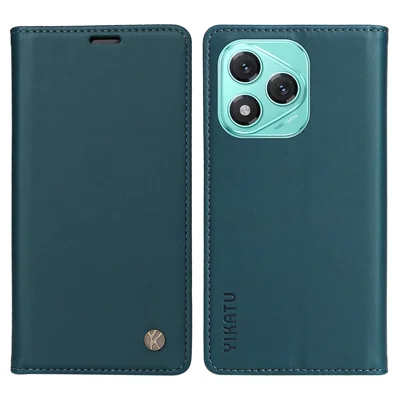 YIKATU For Honor 400 Lite 5G Phone Cases  Magnetic Closure PU Leather Mobile Cover - Green