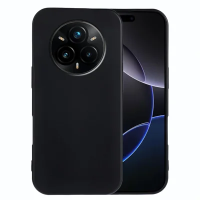 For Realme 14 Pro+ 5G TPU Case Soft Matte Anti-fingerprint Phone Back Cover - Black