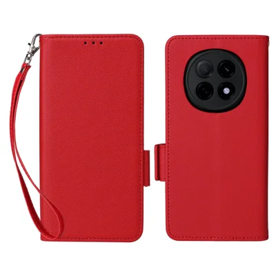 For Oppo F29 Pro 5G (Global) / A5 Pro 5G (China) Case with Wrist Strap Litchi Texture PU Leather Wallet Phone Cover - Red