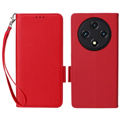 PU Leather Case with Wrist Strap For Umidigi G100A / G100 5G / G100 Litchi Texture Wallet Phone Cover - Red