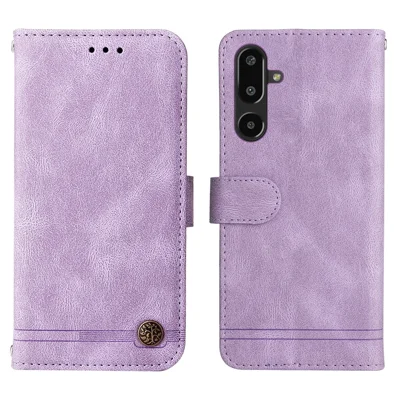 For Samsung Galaxy F16 5G / Galaxy M16 5G Leather Wallet Cases Skin Touch Phone Cover Stand with Strap - Purple