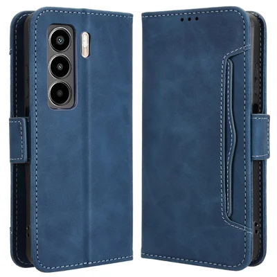 For itel Power 70 4G Leather Case Phone Wallet Cover with Multiple Card Slots - Blue