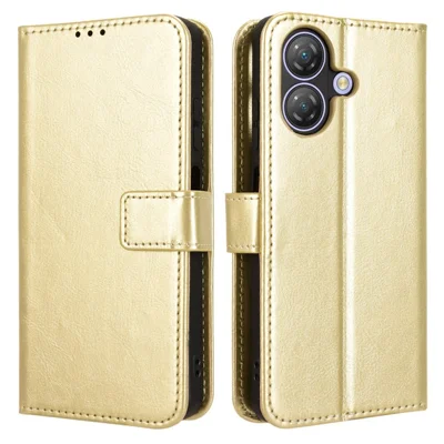 For Ulefone Note 21 Case Crazy Horse Texture PU Leather Phone Wallet Cover - Gold