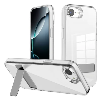 Voor iPhone 16e Hoesje Met Standaard TPU + PC Transparant Telefoonhoesje - Transparant