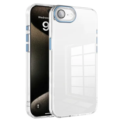 For iPhone 17e / 16e Case TPU + PC  Transparent Phone Cover with Glass Lens Film - Sapphire
