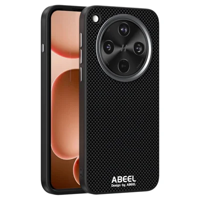 ABEEL For Oppo Find X8s+ 5G Magnetic Case Printed PC TPU Aluminum Alloy Leather Phone Cover - Black