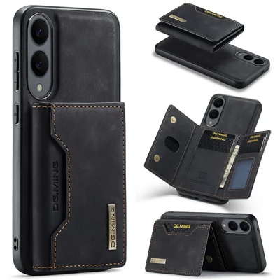 DG.MING M2 Series for Samsung Galaxy S25 Edge Case PU + PC + TPU Phone Cover Detachable Wallet - Black