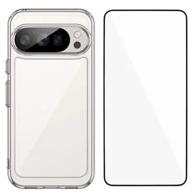 WANLONFENG For Google Pixel 10 Pro Case  MF Series TPU Acrylic Clear Phone Cover with Tempered Glass Film - Transparent