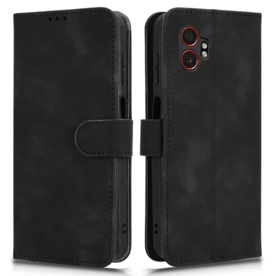 For Samsung Galaxy XCover7 Pro Leather Case Skin Feel Anti Drop Wallet Flip Phone Cover - Black