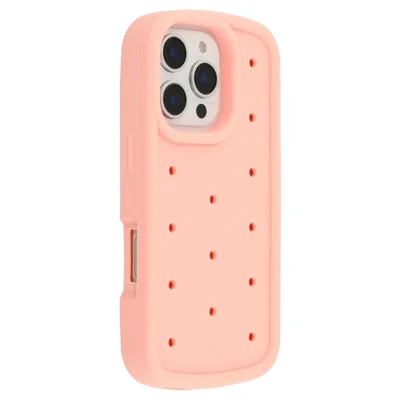 For iPhone 16 Pro Max Silicone Case Multi Hole Design Shockproof Phone Back Cover - Pink