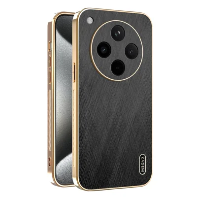 KADEM For Oppo Find X8s+ 5G Case Electroplating Silk Texture PU + TPU Phone Back Cover - Black