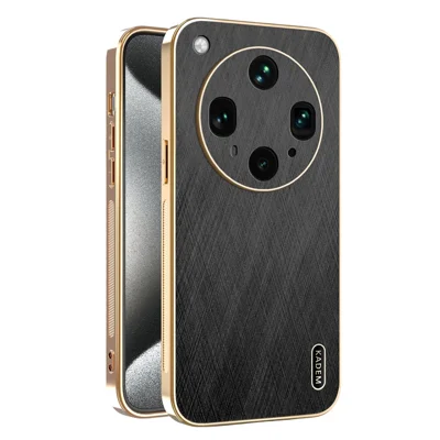 KADEM For Oppo Find X8 Ultra 5G Case Electroplating Silk Texture PU + TPU Phone Back Cover - Black