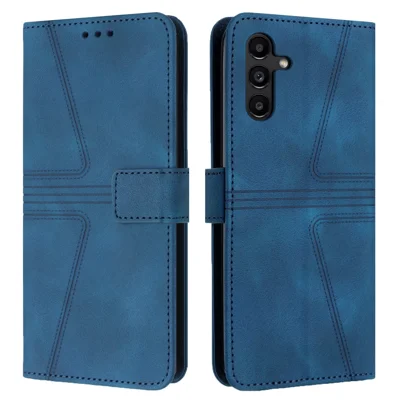 Samsung Galaxy A56 5G-hoes met driehoekmotief Anti-krasjes portemonnee telefoonhoes - Blauw