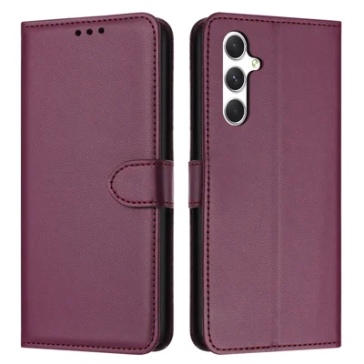 For Samsung Galaxy A56 5G Case Stand Wallet Leather Phone Cover with Strap - Purple