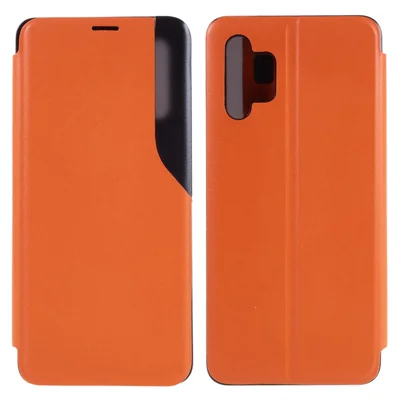 For Samsung Galaxy A32 4G (EU Version) Case View Window PU Leather Stand Cover - Orange