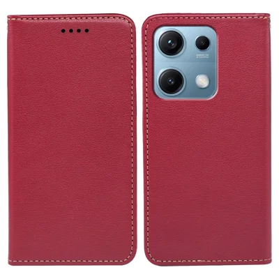 For Xiaomi Redmi Note 14S 4G / Note 13 Pro 4G / Poco M6 Pro 4G Case Wallet RFID Blocking Leather Phone Cover Strong Magnetic Closure - Red