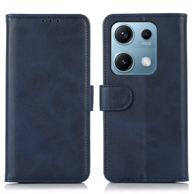 For Xiaomi Redmi Note 14S 4G Case Cowhide Texture Leather Wallet Phone Cover with Stand - Blue