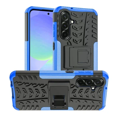 Bulk Purchasing For Samsung Galaxy A36 5G Case with Kickstand Tyre Pattern PC + TPU Phone Cover - Blue