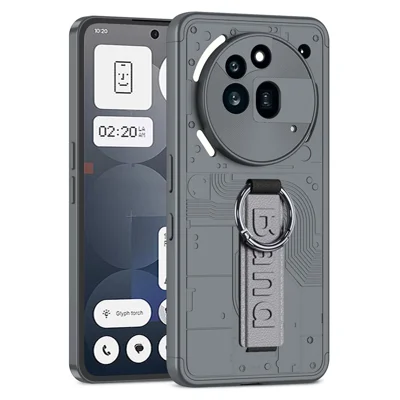 For Nothing Phone (3a) Pro Leather Phone Back Cover With Kickstand And Card Slots Carbon Fiber Texture - Brown - View #5