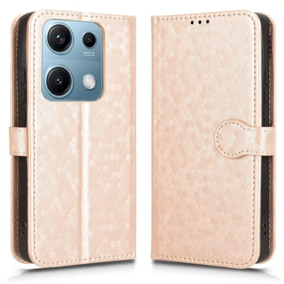 For Xiaomi Redmi Note 14S 4G Wallet Case Dot Pattern Imprint PU Leather Phone Cover - Rose Gold