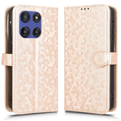 For Motorola Moto G Stylus 5G (2025)  /  Edge 60 Stylus 5G Wallet Case Dot Pattern Imprint PU Leather Phone Cover - Rose Gold