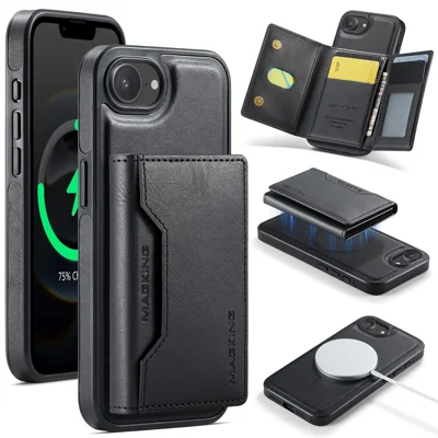 MAGKING K2 Series For iPhone 17e / 16e Case Compatible with MagSafe PC + TPU + PU Phone Cover - Black